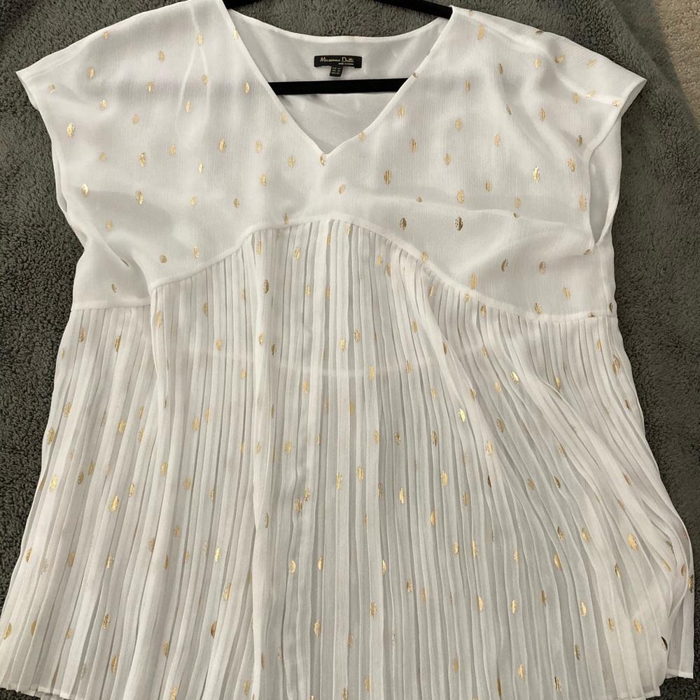 Sheer with gold metallic top